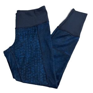Lululemon Wunder Under Blue Sashiko Kanoko Twist Inkwell Patchwork Leggings Sz 8